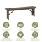 Merrick Lane Tinsley 60" x 12" Solid Pine Folding Farmhouse Style Bench, Rustic Pinewood Folding Dining Bench with Locking Legs